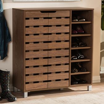 Baxton Studio Shirley Shoe Cabinet Medium Brown