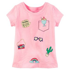 Baby Girl Carter's Short Sleeve Sparkly Patch Graphic Tee