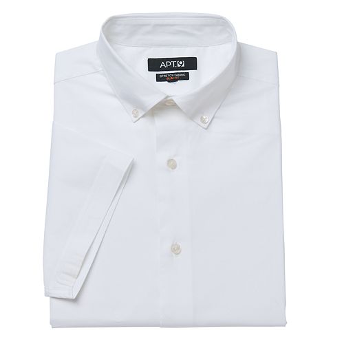 Men s Apt 9  Slim Fit Stretch Short Sleeved Dress  Shirt 