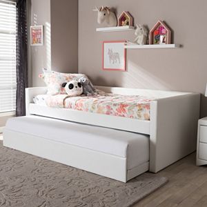 Baxton Studio Risom Faux Leather Twin Daybed Bed & Trundle