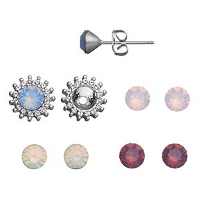 Brilliance Interchangeable Floral Stud Earring Set with Swarovski Crystals