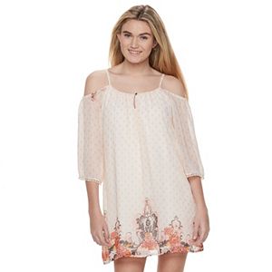 Juniors' Lily Rose Cold Shoulder Shift Dress