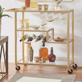 HomeVance Marilyn Step Tier Shelf Bar Cart