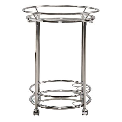 HomeVance Martina Round Glass Shelf Bar Cart