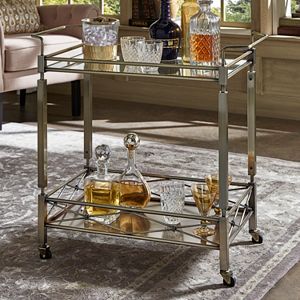 HomeVance Maxine Mirrored Metal Bar Cart