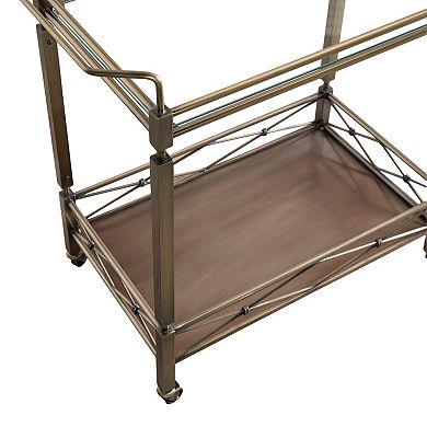 HomeVance Maxine Mirrored Metal Bar Cart