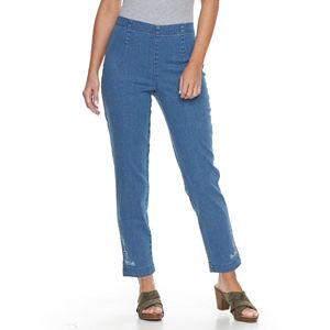 Petite Croft & Barrow® Embroidered Ankle Jeans