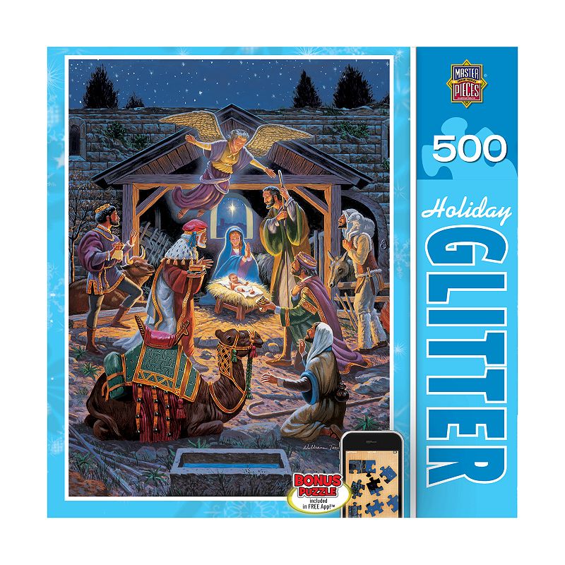Holy Night 500-pc. Holiday Glitter Puzzle by MasterpiecesPuzzles, Multicolo