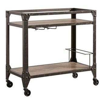 HomeVance Ridge Rustic Industrial Bar Cart