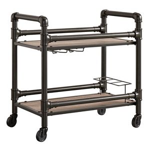 HomeVance Rovan Rustic Industrial Bar Cart