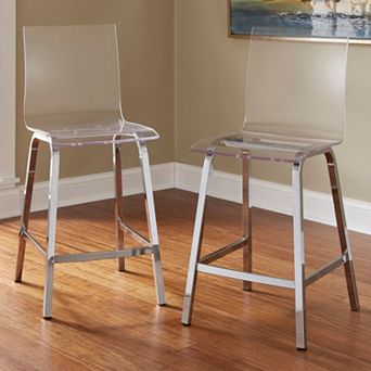 HomeVance Aralia Glam Chrome Counter Stool 2 pc Set