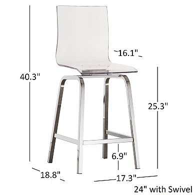HomeVance Aralia Glam Chrome Counter Stool 2-piece Set