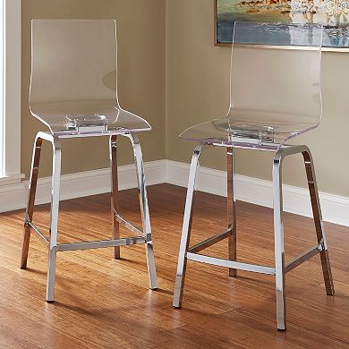 HomeVance Aralia Glam Chrome Counter Stool 2-piece Set