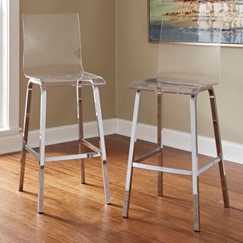 HomeVance Aralia Glam Chrome Bar Stool 2 pc Set