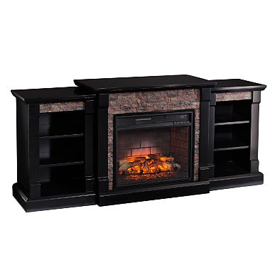 Gavin Faux Stone Bookcase Electric Fireplace