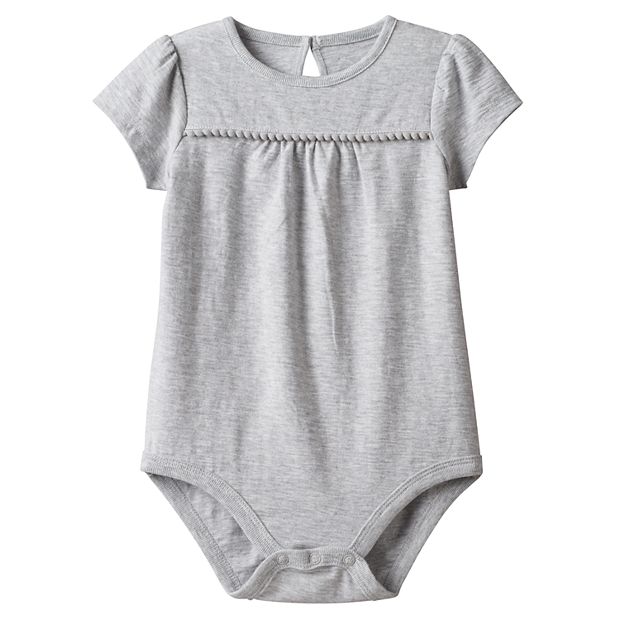 Baby Girl Jumping Beans® Solid Slubbed Pom-Trim Bodysuit