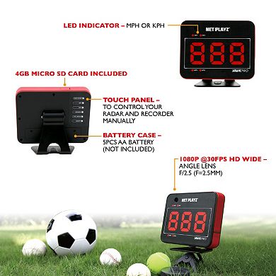 Net Playz Smart Pro Speed Vision Multi-Sport Personal WiFi Speed Radar &  Remote Control Wristband Set