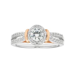 Boston Bay Diamonds Two Tone 14k Gold 3/4 Carat T.W. IGL Certified Diamond Halo Engagement Ring