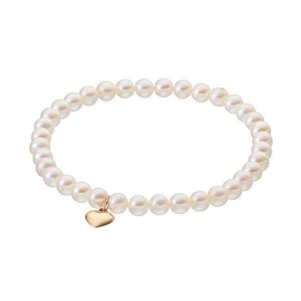 Bridal bracelet with heart charm engraved with Mrs and fresh water pearl