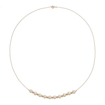 14k Gold Freshwater Cultured Pearl Beaded Necklace