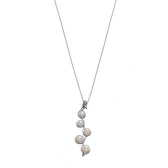 Sterling Silver Freshwater Cultured Pearl Graduated Pendant