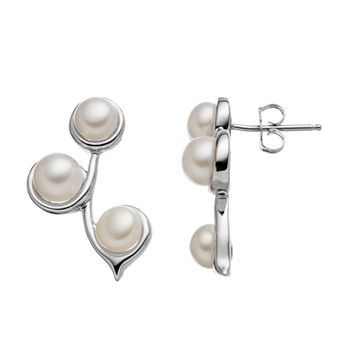 Sterling Silver Freshwater Cultured Pearl Filigree Drop Earrings