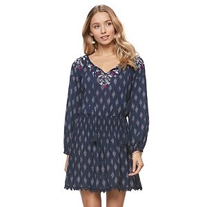 Juniors' Mason & Belle Embroidered Peasant Dress