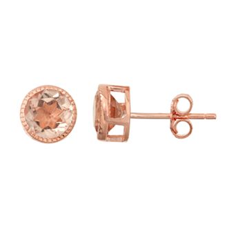 Designs by Gioelli 14k Rose Gold Over Silver Simulated Morganite Stud Earrings