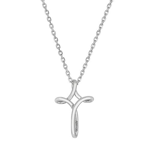 Sterling Silver Twisted Cross Pendant Necklace