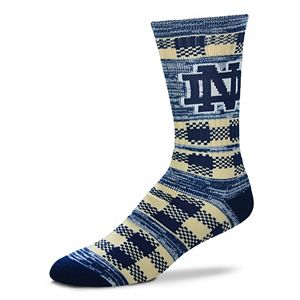 Adult For Bare Feet Notre Dame Fighting Irish Double Plaid Crew Socks