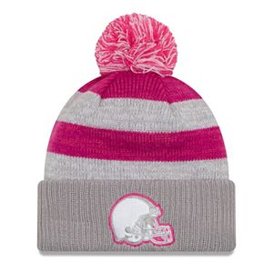 Women's New Era Cleveland Browns Striped Pom Pom Knit Hat
