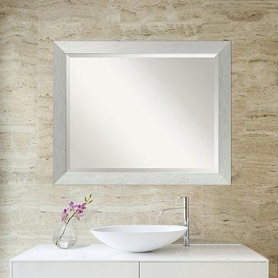 Amanti Art Brushed Sterling Silver Finish Large Wall Mirror