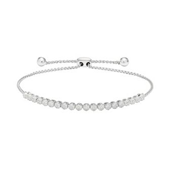 Sterling Silver 1/4 Carat T.W. Diamond Cluster Bolo Bracelet