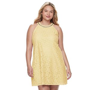 Juniors' Plus Size Candie's® Embellished Halter Shift Dress
