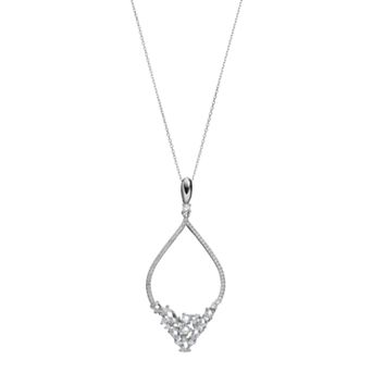 Sterling Silver Cubic Zirconia Marquise Pendant Necklace