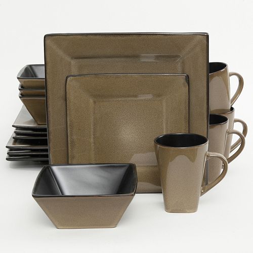 Gibson Elite Kiesling 16pc. Hard Square Dinnerware Set