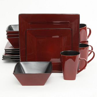 Gibson Elite Kiesling 16 pc Hard Square Dinnerware Set