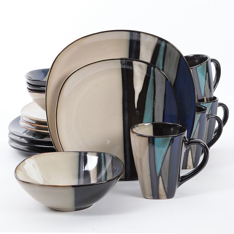 gibson elite althea 16-piece dinnerware set - teal