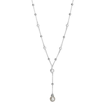Sterling Silver Dyed Freshwater Cultured Pearl Y Necklace