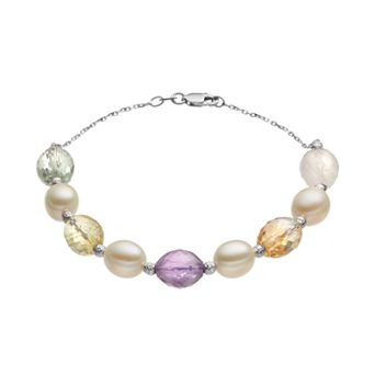 Sterling Silver Gemstone Beaded Bracelet