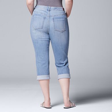 Plus Size Simply Vera Vera Wang Embroidered Capri Jeans