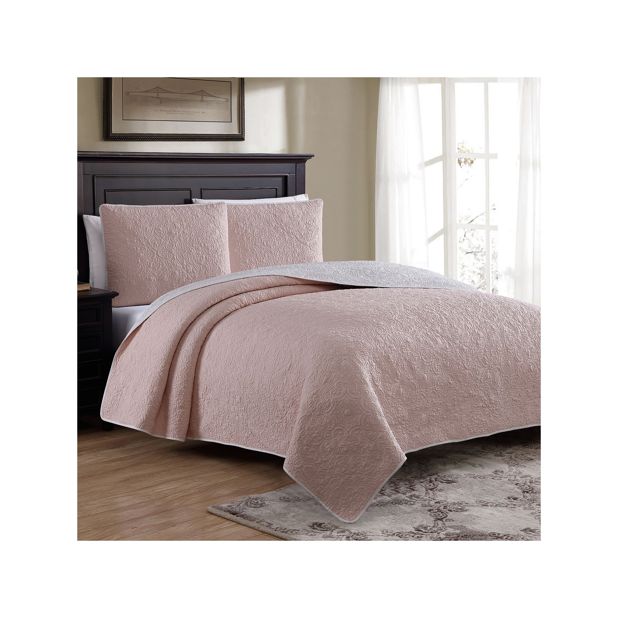 Estate Collection Marseille Quilt Set, Soft Pink