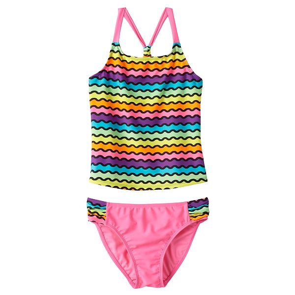 Girls 4-16 SO® Rainbow Waves 2-pc. Racerback Tankini Swimsuit Set