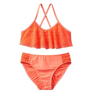 Girls 4-16 SO® Crochet Overlay 2-pc. Bikini Swimsuit Set