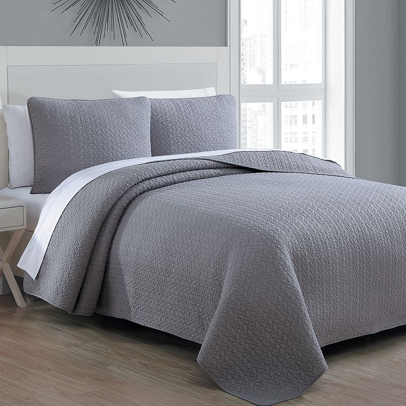 Estate Collection Tristan Quilt Set, Grey, King