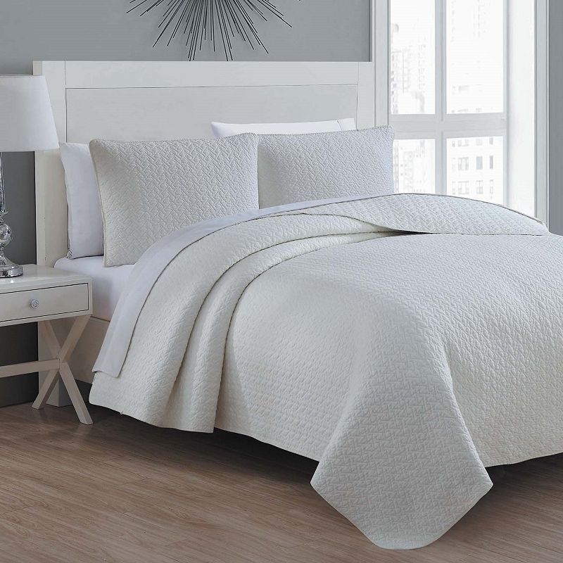 Estate Collection Tristan Quilt Set, White, King