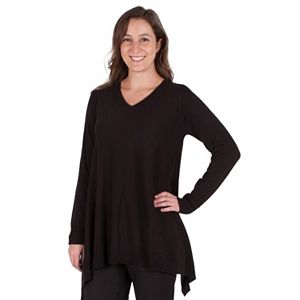 Women's Larry Levine Shark-Bite V-Neck Sweater