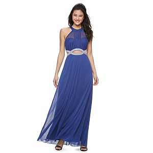 Juniors' Speechless Embellished Halter Maxi Dress