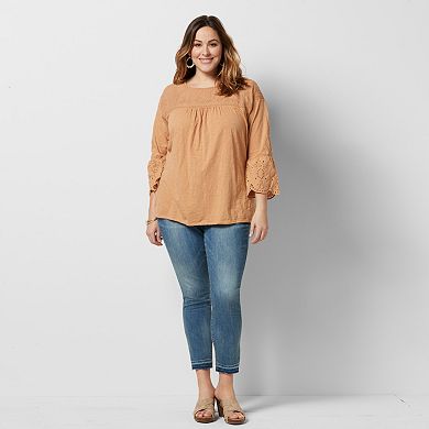 Plus Size Sonoma Goods For Life® Embroidered Peasant Top