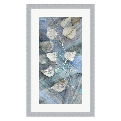 Metaverse Art Silver Leaves I Framed Wall Art